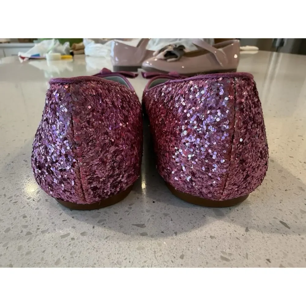 Nordstrom Girls Pink Glitter With Jewels Ballet‎ Flats Little Girls Size 1 M